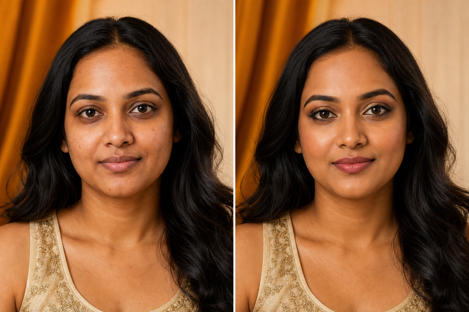Makeup example before and after
