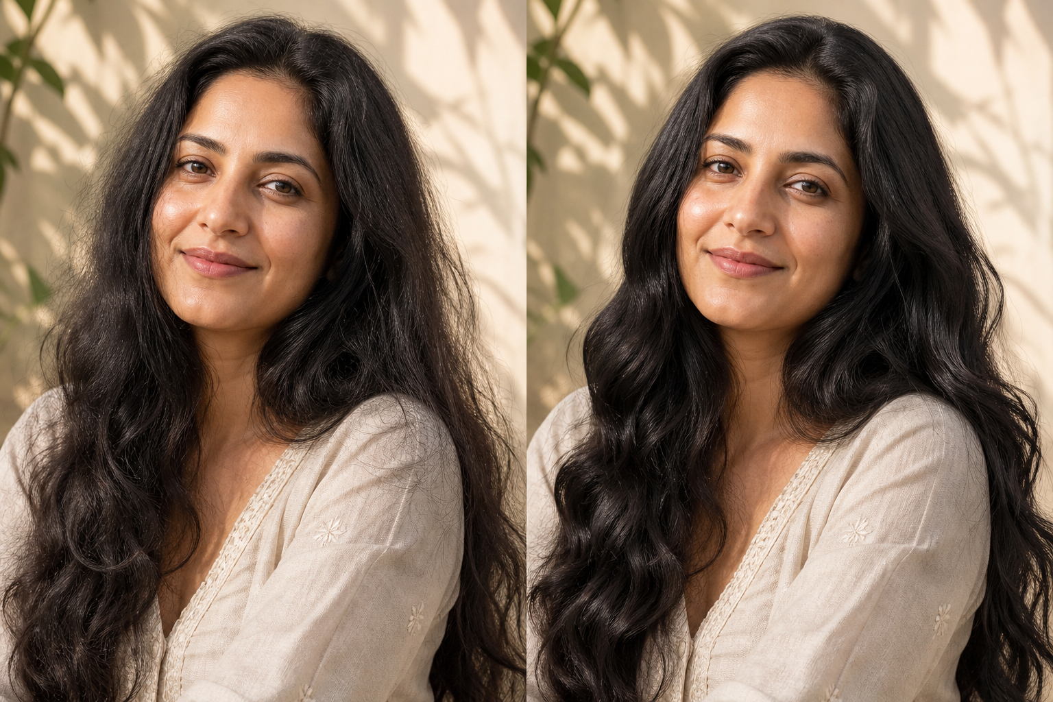 Hair care example before and after